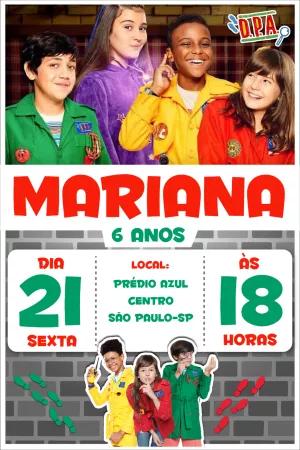 Convite de Aniversário D.P.A. com Personagens para Editar
