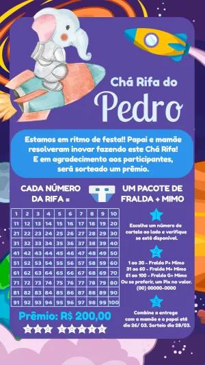 Chá Rifa Elefante Astronauta para Editar Online e Imprimir