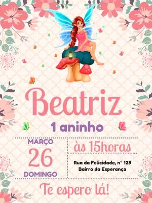 Convite de Aniversário Fada Encantada para Editar Online