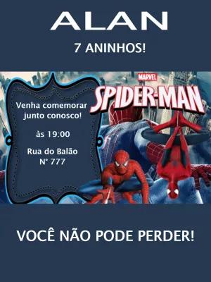 Convite Aniversário Homem-Aranha para Editar Online
