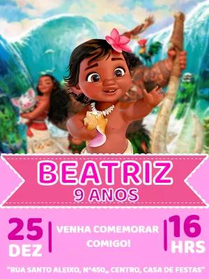 Convite de Aniversário Moana Baby para Editar Online