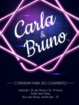 Convite de Casamento Neon Moderno para Editar Online