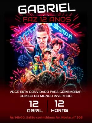 Convite de Aniversário Stranger Things para Editar Online