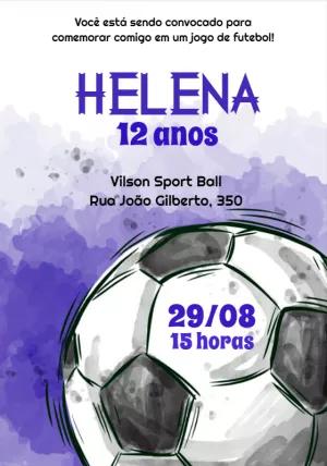 Convite de Aniversário Futebol com Bola para Editar Online