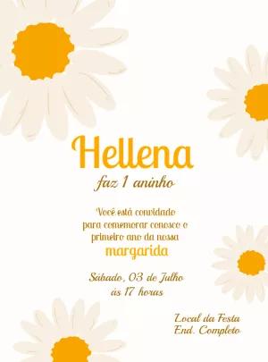Convite de Aniversário Margaridas Delicadas para Editar Online