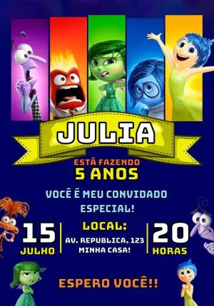 Convite Aniversário Divertidamente com Personagens para Editar