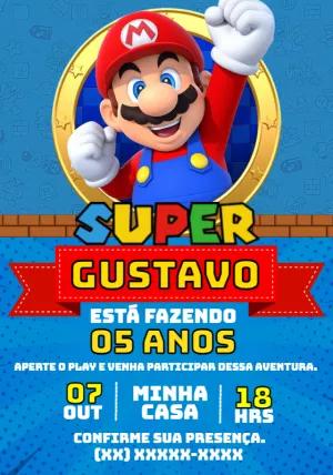 Convite de Aniversário Super Mario Editável Online
