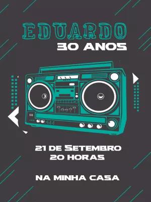 Convite de Aniversário Anos 80 Retrô para Editar Online