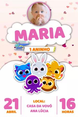 Convite de Aniversário Bolofofos Rosa com Foto para Editar