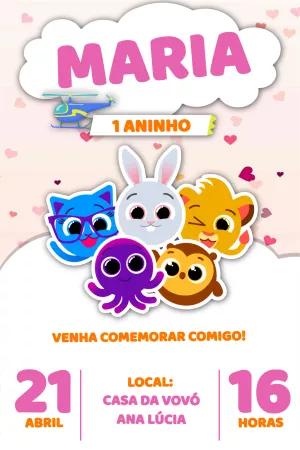 Convite de Aniversário Bolofofos Rosa para Editar Online