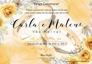 Convite de Casamento Floral com Alianças para Editar Online
