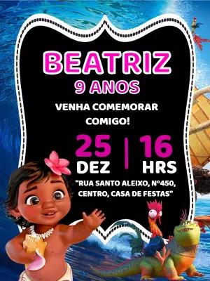 Convite de Aniversário Moana Baby para Editar Online