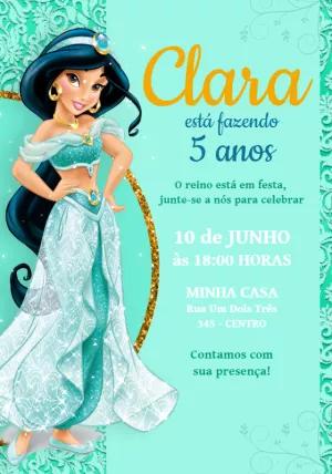 Convite Aniversário Princesa Jasmine Editável Online