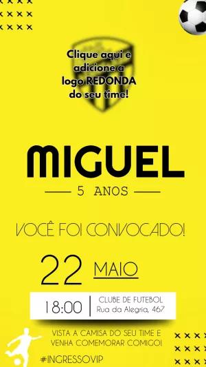 Convite de Aniversário Futebol com Logo do Time para Editar Online