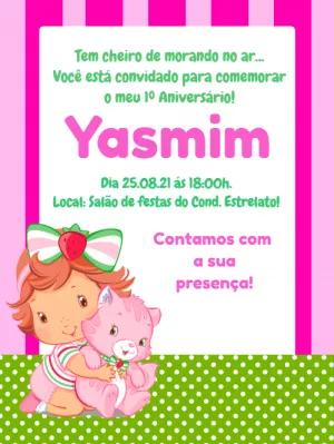 Convite de Aniversário Moranguinho Baby para Editar Online