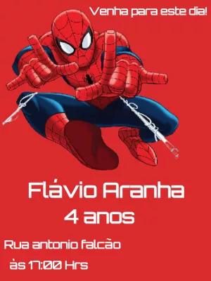 Convite de Aniversário Homem Aranha para Editar Online