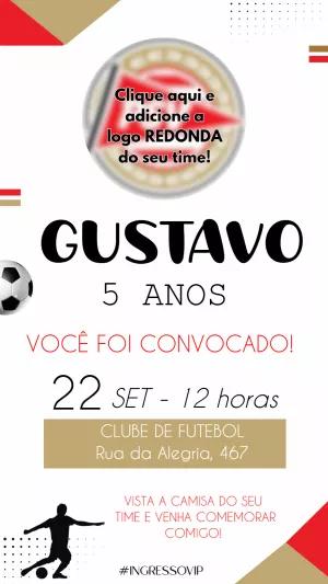 Convite de Aniversário Futebol com Logo do Time para Editar