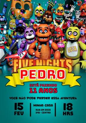 Convite de Aniversário Five Nights at Freddy's para Editar