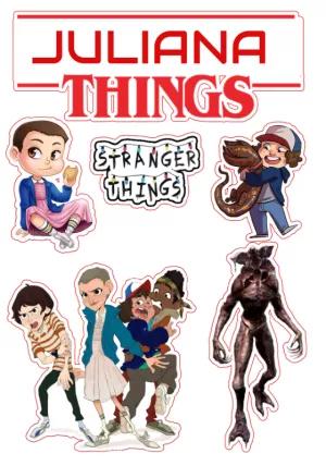 Topo de Bolo Stranger Things com Personagens para Editar