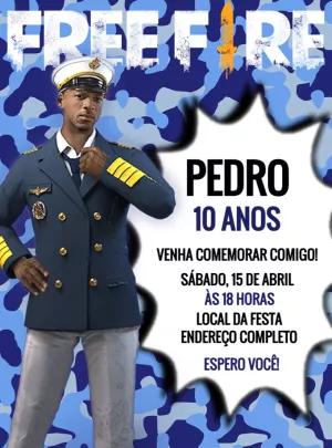 Convite de Aniversário Free Fire com Personagem para Editar Online