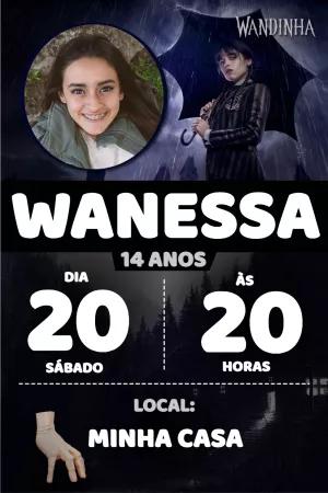 Convite Aniversário Wandinha com Foto para Editar Online