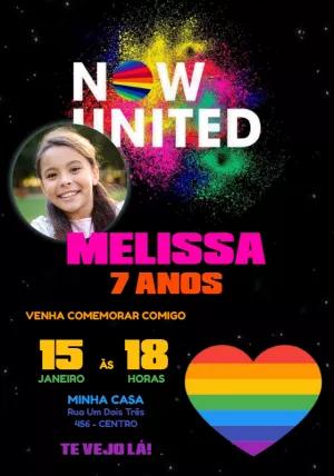 Convite de Aniversário Now United com Foto para Editar Online