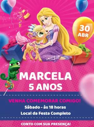 Convite Aniversário Rapunzel Enrolados para Editar Online