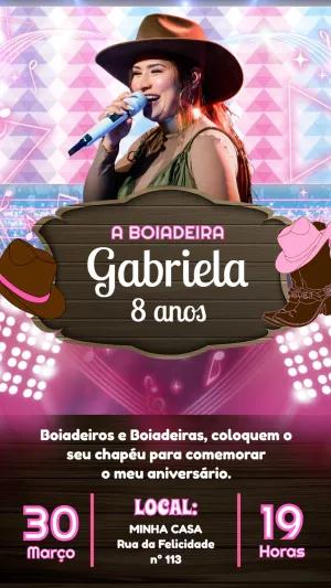 Convite de Aniversário Boiadeira com Foto para Editar Online