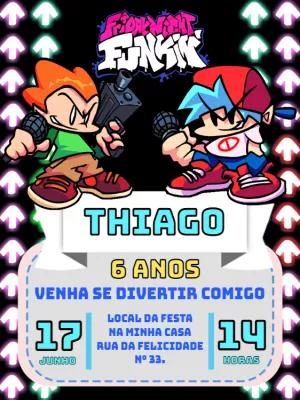 Convite de Aniversário Friday Night Funkin' para Editar Online