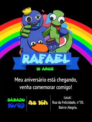 Convite de Aniversário Rainbow Friends para Editar Online