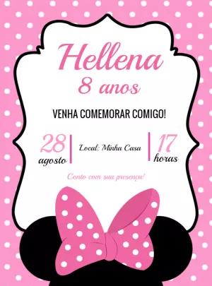 Convite Aniversário Minnie Rosa para Editar Online