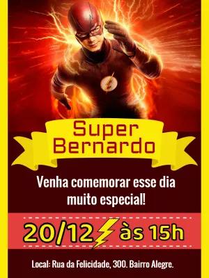 Convite de Aniversário The Flash para Editar Online Grátis