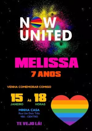 Convite de Aniversário Now United para Editar e Imprimir
