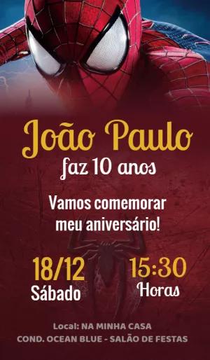 Convite Aniversário Homem-Aranha para Editar Online