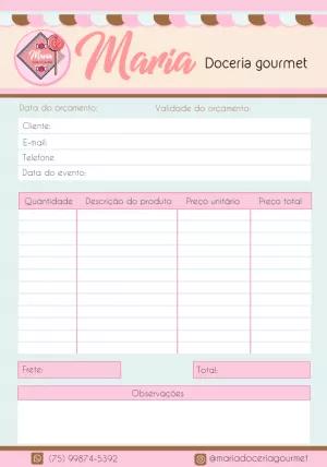 Comanda para Doceria Rosa Delicada para Editar Online