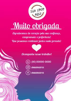 Cartão de Agradecimento Feminino para Editar Online