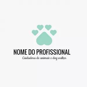 Logo Editável Pet Sitter e Dog Walker com Patinha para Editar