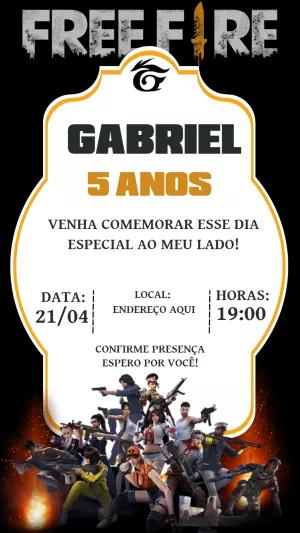 Convite Aniversário Free Fire com Personagens para Editar Online