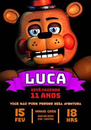 Convite Aniversário Five Nights at Freddy's para Editar Online