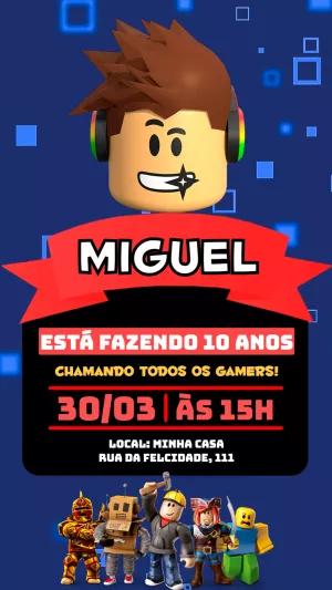 Convite de Aniversário Roblox com Grupo de Personagens para Editar