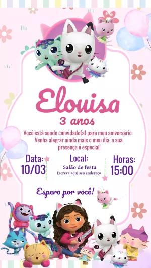 Convite Aniversário A Casa Mágica da Gabby para Editar Online