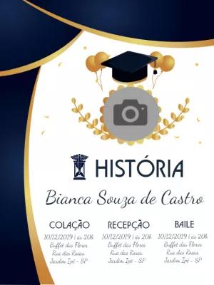Convite de Formatura História com Foto para Editar Online