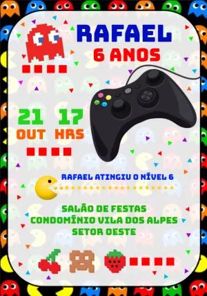 Convite Aniversário Vídeo Game Pac Man para Editar Online
