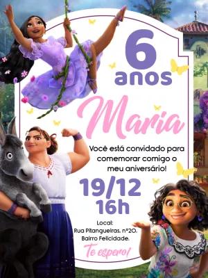 Convite de Aniversário Encanto com Personagens para Editar Online