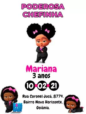 Convite Aniversário Poderosa Chefinha Negra para Editar