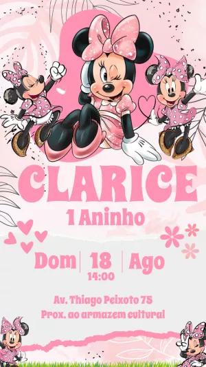 Convite de Aniversário Minnie Rosa para Editar e Imprimir