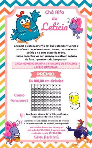 Convite Chá Rifa Galinha Pintadinha para Editar Online