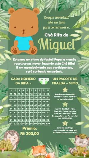 Chá Rifa Bosque Encantado com Animais Fofos Editável Online