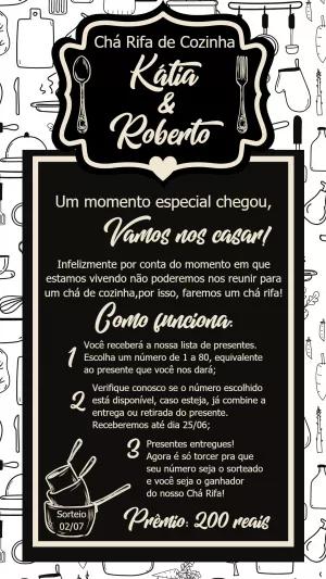 Convite Chá Rifa de Cozinha Moderno para Editar Online