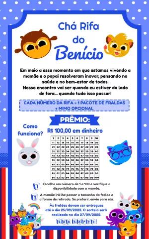 Convite Chá Rifa Bolofofos com Personagens para Editar Online